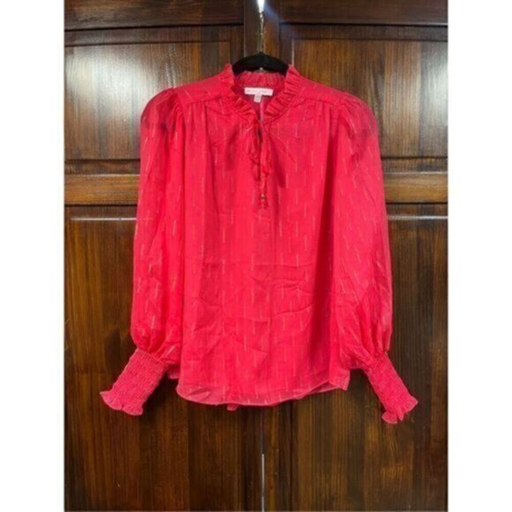Maison d'Amelie Paris Hot pink blouse with gold shimmer detail size XS